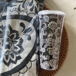 🌻SALE🌻VINTAGE-Beach Towel & Matching Tumbler in Midnight Paisley ( Brand New)